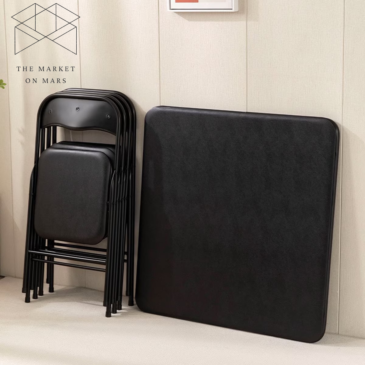 34″ Folding Card Table, Square Portable Game Night Dining Table, Black ✅ 👈