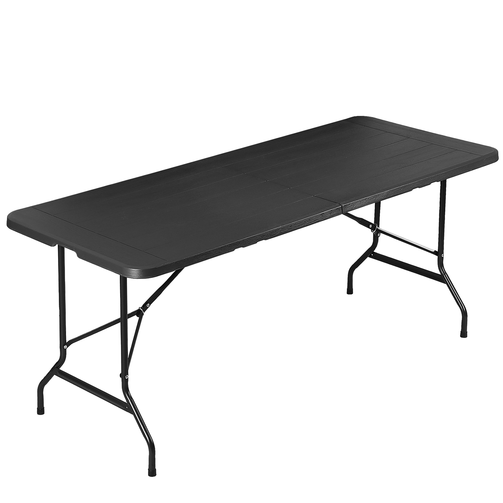 6′ Black Long Table No Assembly Required Outdoor Picnic Table Thickened HDPE
