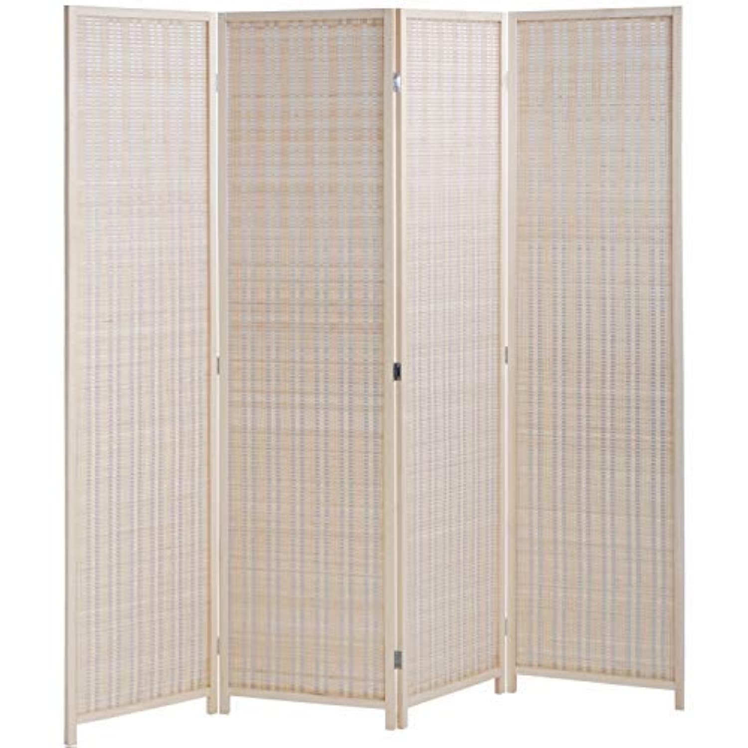 FDW Bamboo Room Divider Folding Privacy Wooden Screen 4 Panel 72 Inches High 17.