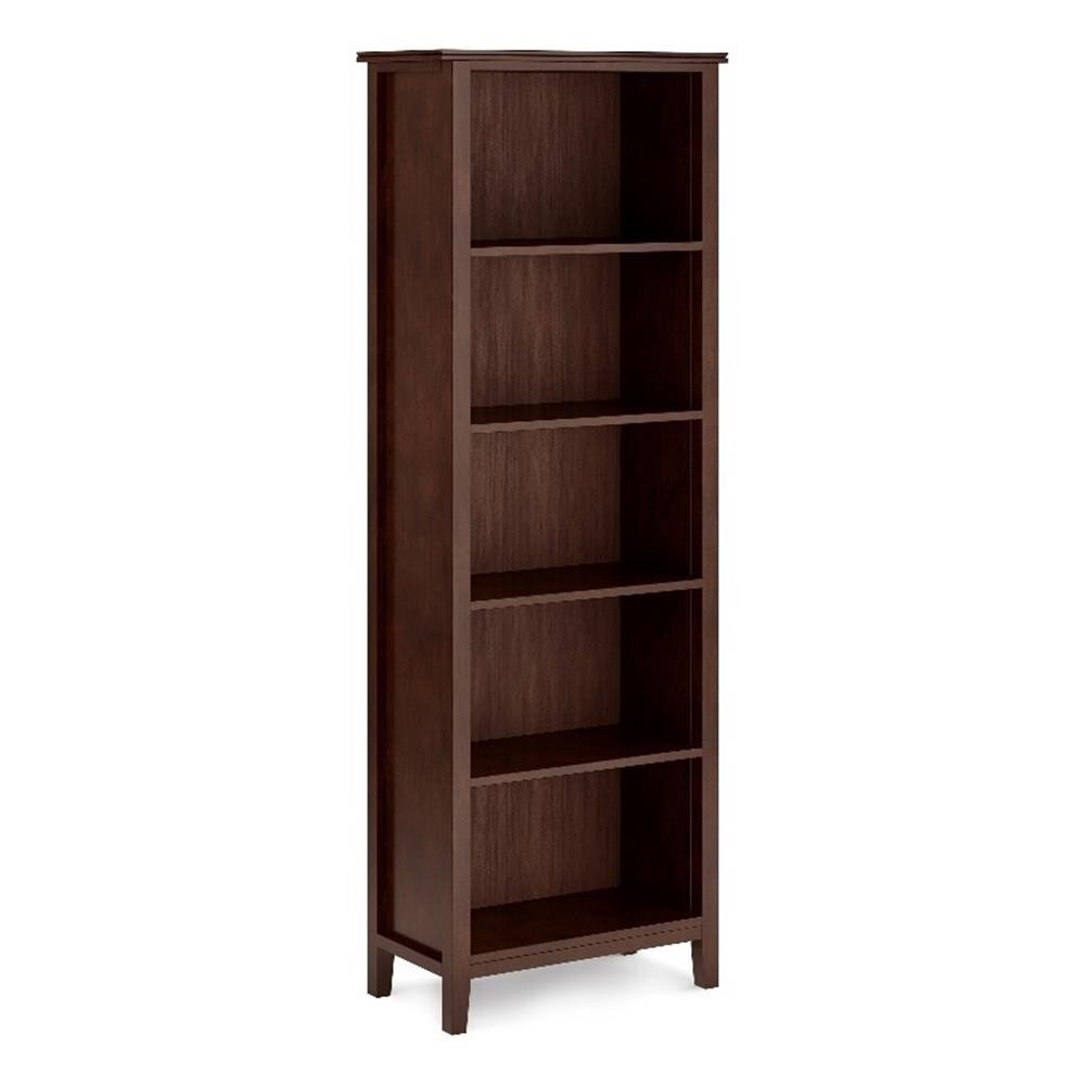 Artisan SOLID WOOD 72×26 inch Contemporary 5 Shelf Bookcase in Russet Brown