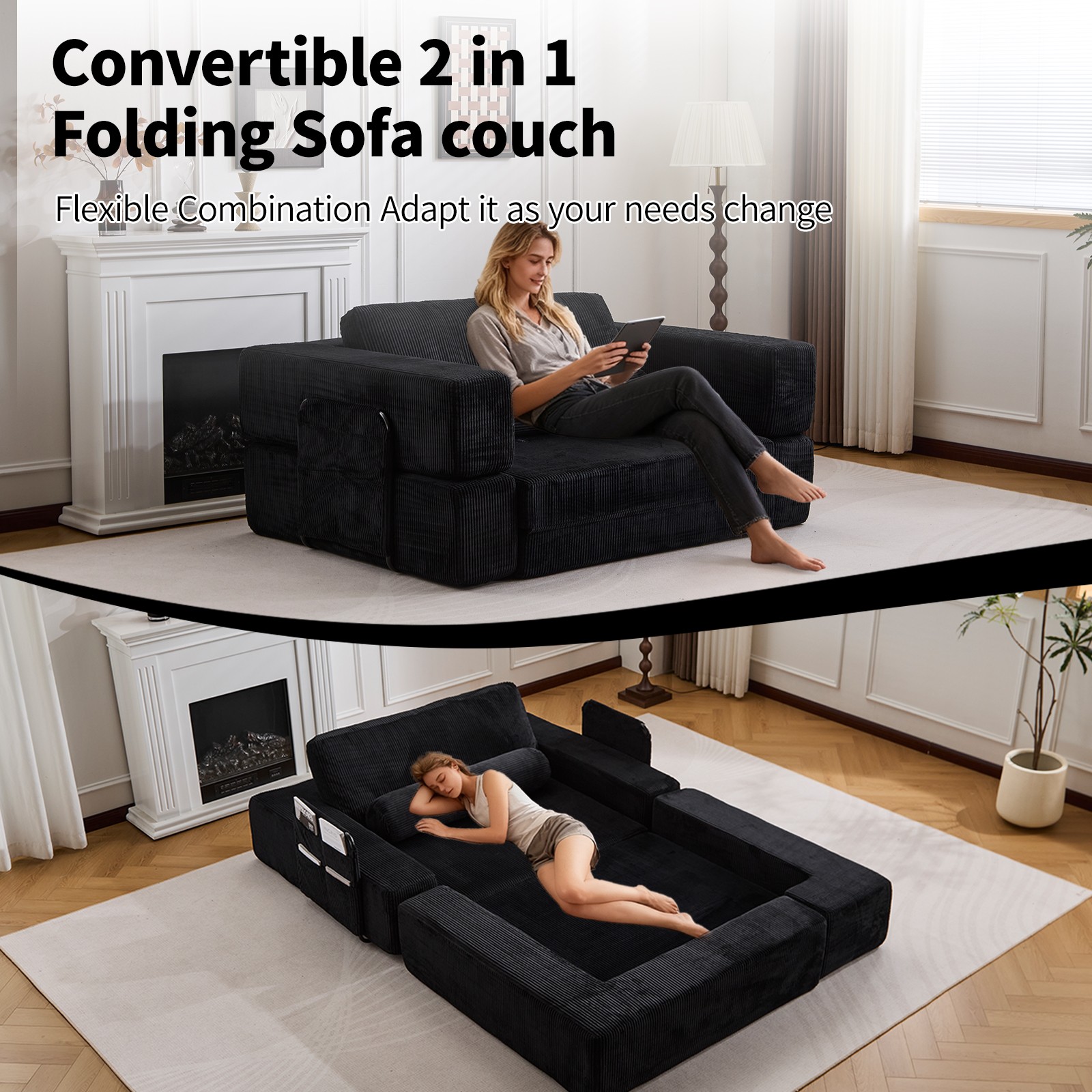 Foldable Castle Sofa Modular PlayCouchfor Living Room & Bedroom Instant Expans