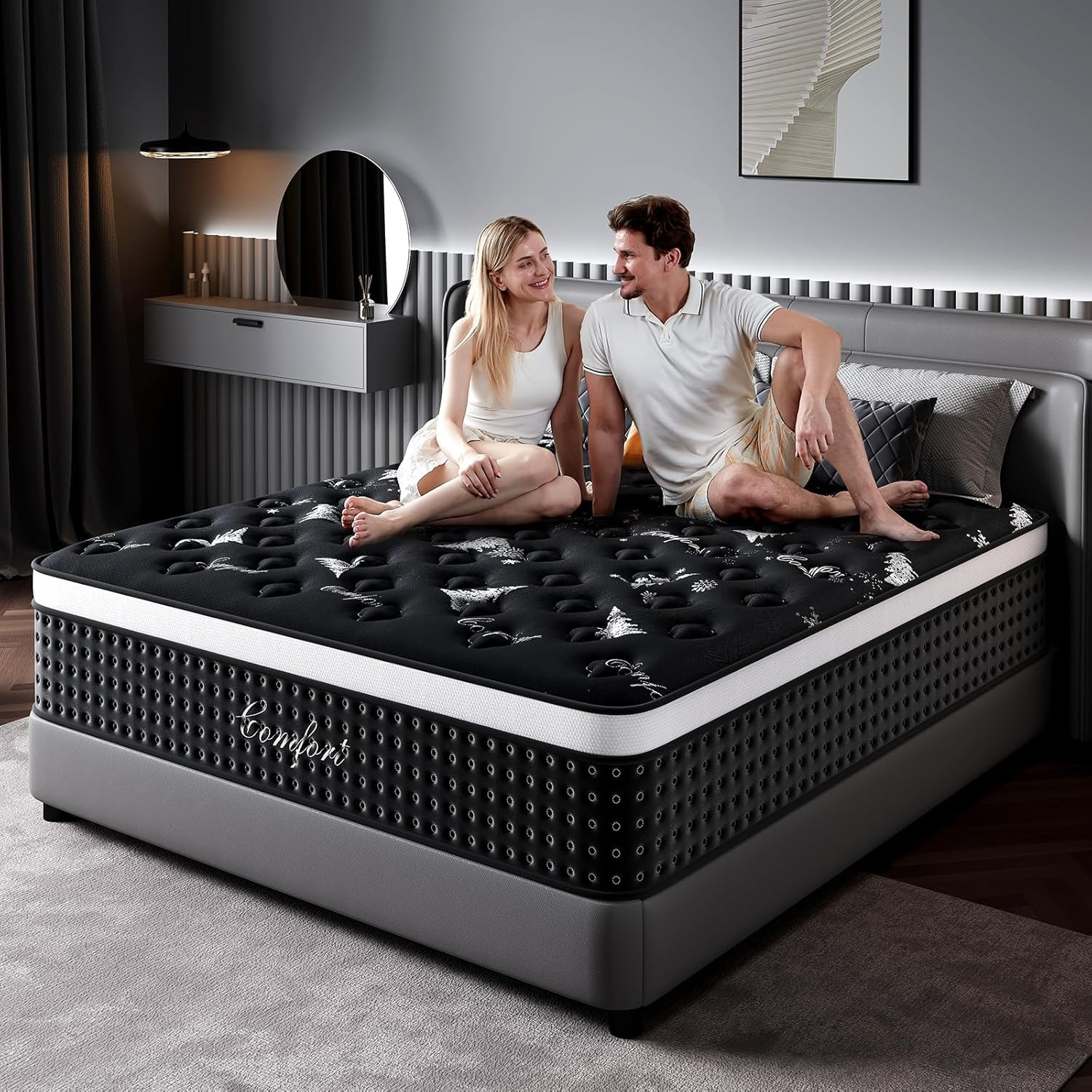 12″ Queen Hybrid Memory Foam Mattress for Back Pain Relief & Comfort