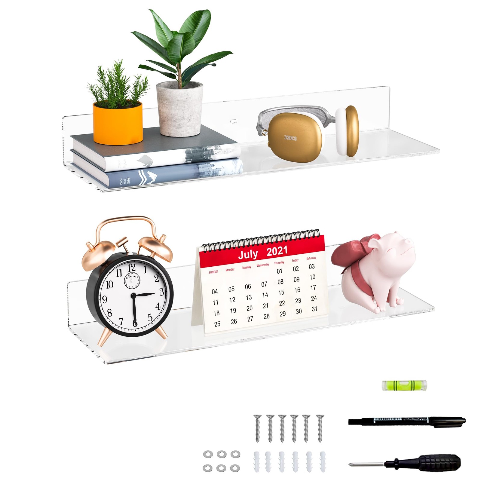 20 Inch Clear Wall Shelves for Wall, Wall Mounted Acrylic Floating Shelf for …