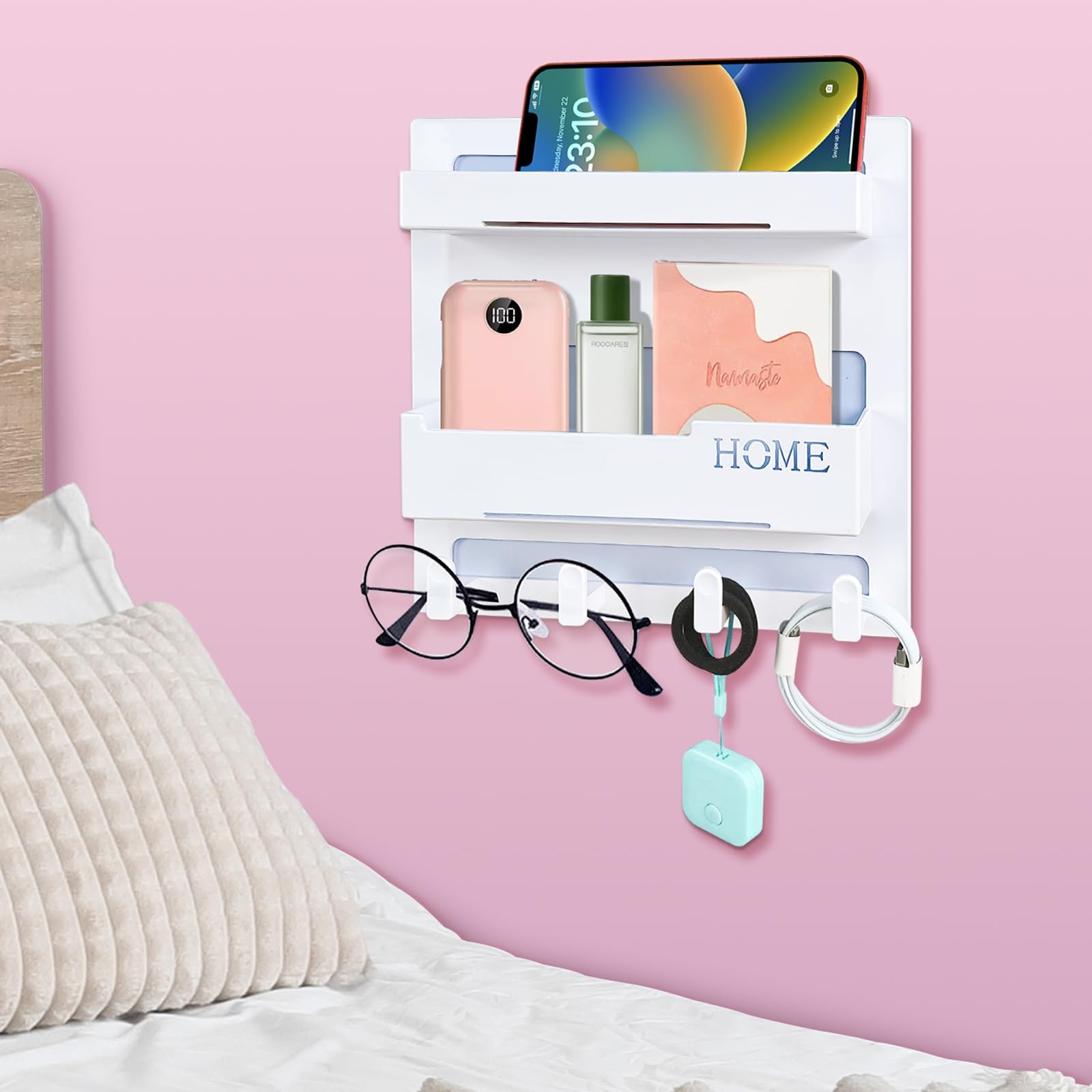CHENYAOAI Bedside Shelf Accessories Organizer, Wall Mount Self Stick On, Cute…