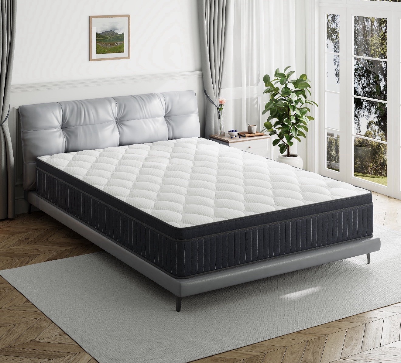 Babo Care 12 Inch Queen Mattress, Euro Top Hybrid, Medium Feel, Pocket Coils