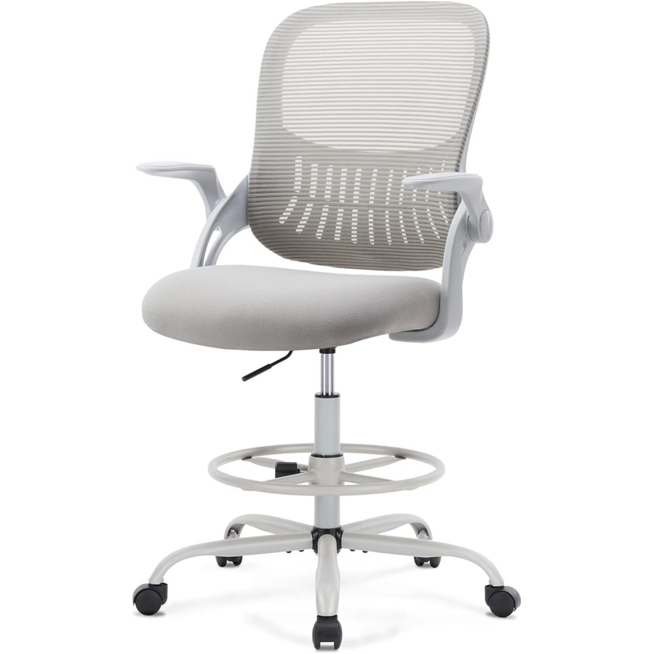 Tall Drafting Desk Chair Ergonomic Adjustable High Stool Computer with Foot Ring