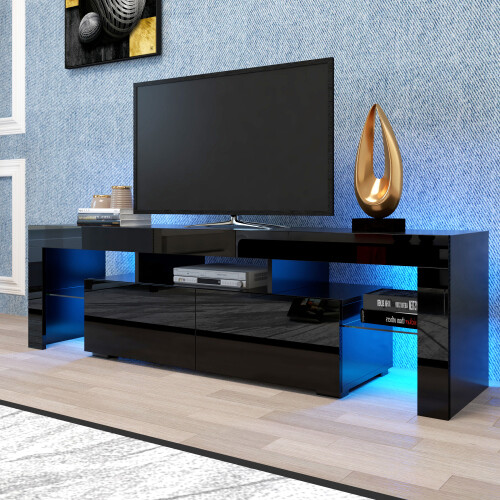 High Gloss LED TV Stand Media Console Cabinet Entertainment Center for 70 in TVs