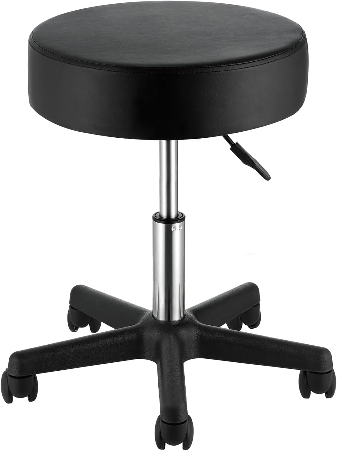 Rolling Stool with Wheels Adjustable Height Swivel Chair 400lb Capacity Black