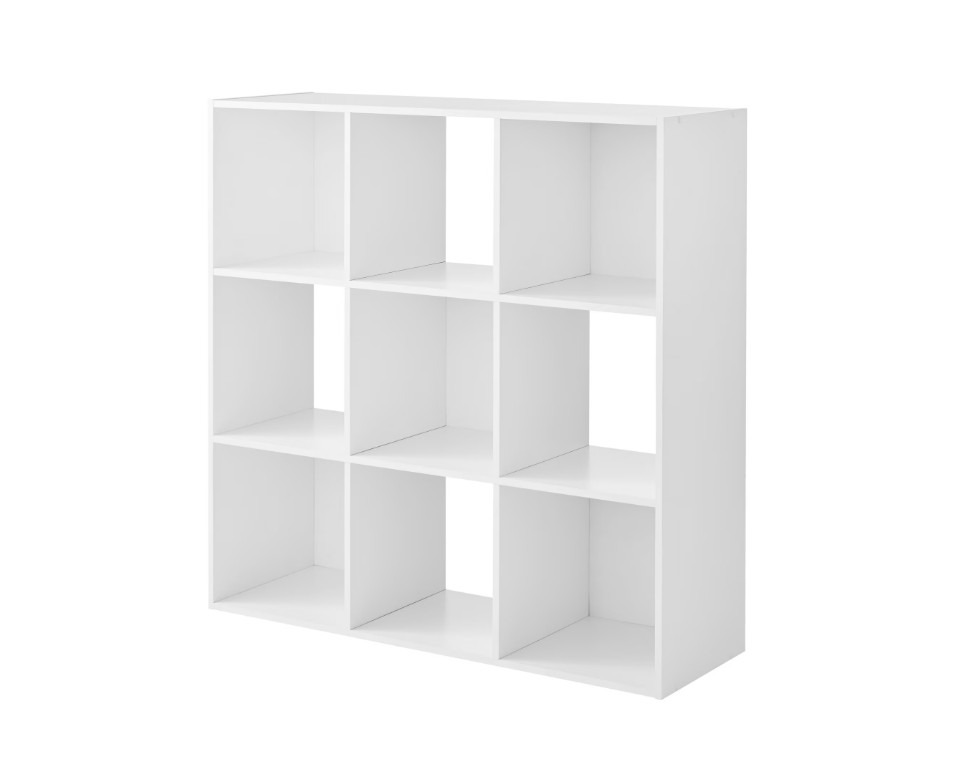 Mainstays 9 Cube Storage Organizer Bookcase White Shelving Unit 9-Cube