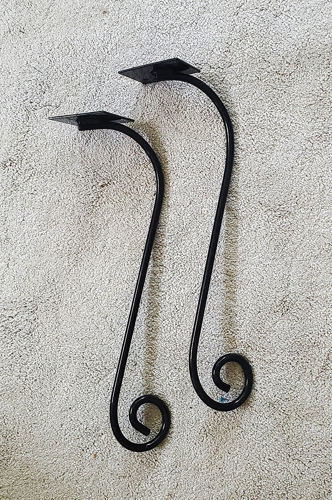 Wrought Iron Table Legs- 4 FOUR Curly 21″ tall Powder Coated Black