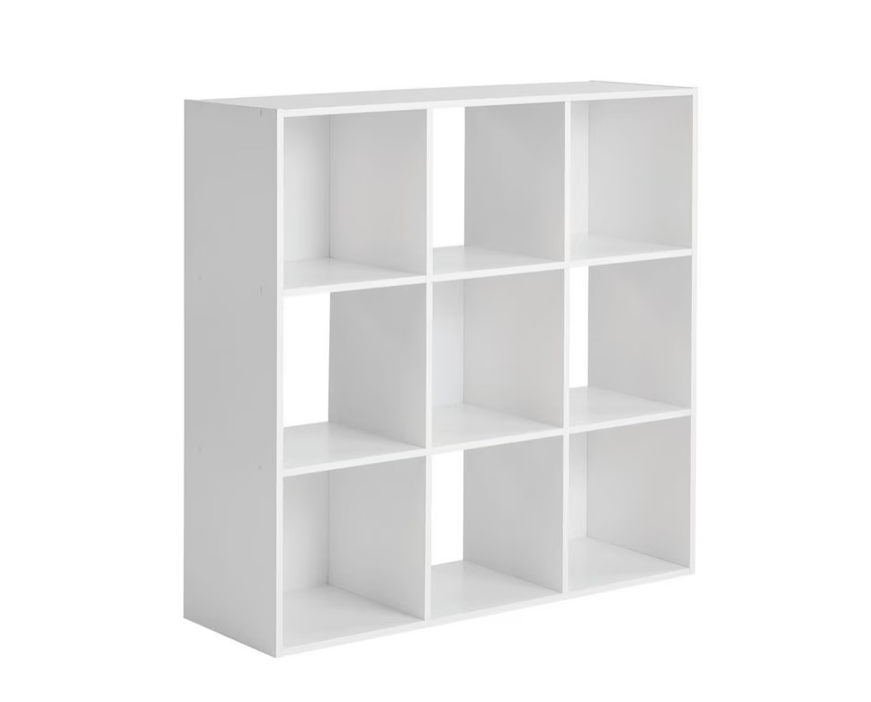 Mainstays 9 Cube Storage Organizer Bookcase White Shelving Unit 9-Cube