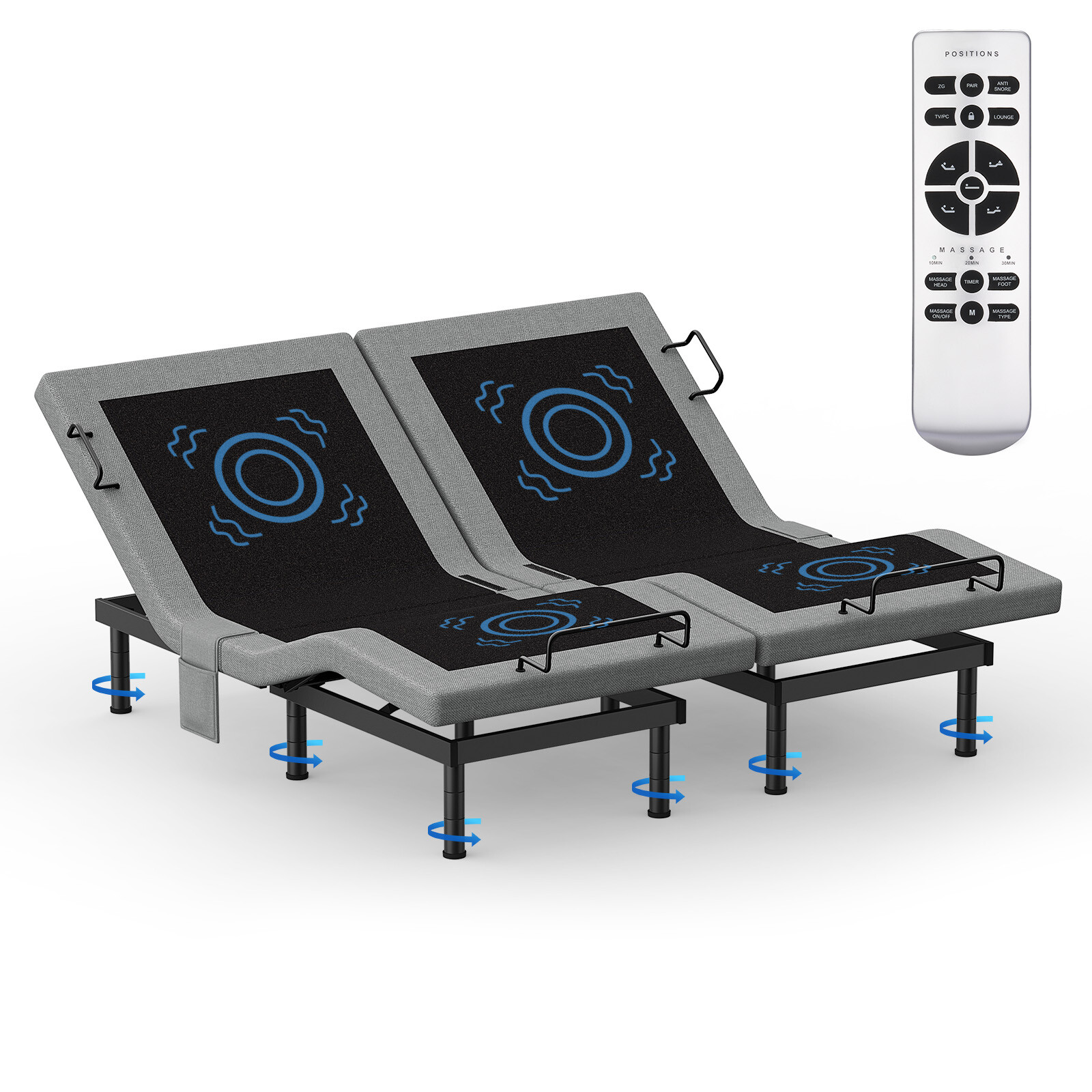 Upgraded Adjustable Bed Frame Base With Massage Remote USB Quiet Twin XL King
