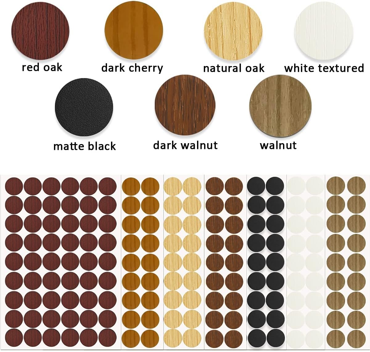 PVC Cover Caps Adhesive Screw Hole Stickers 378 PCS for Wall Vinyl Wood Furnitur