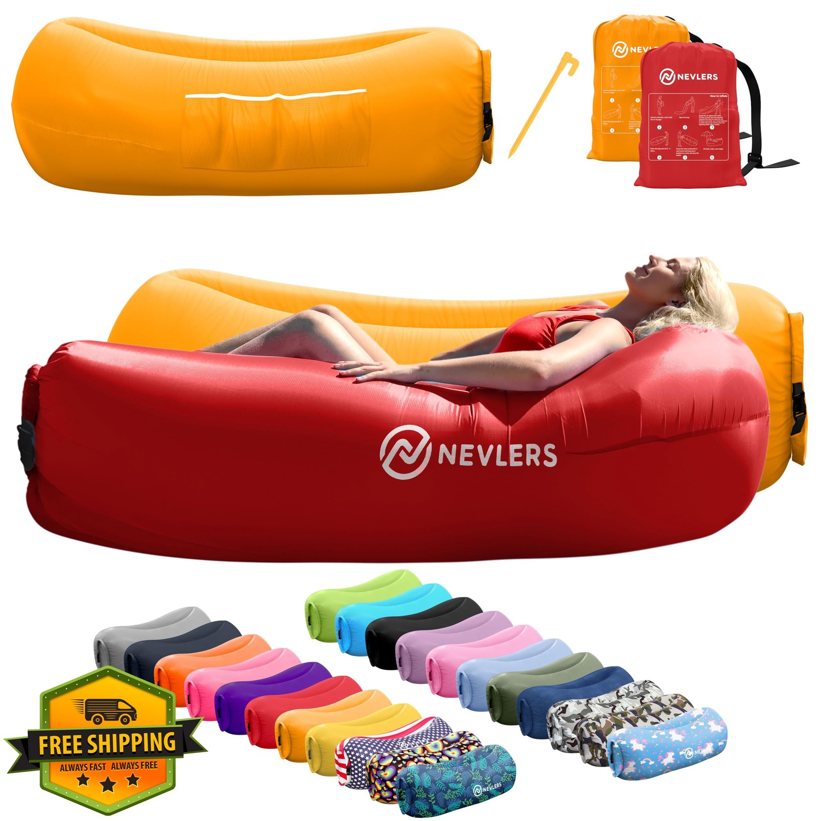 Nevlers Red Saffron Inflatable Lounger 2 Pack