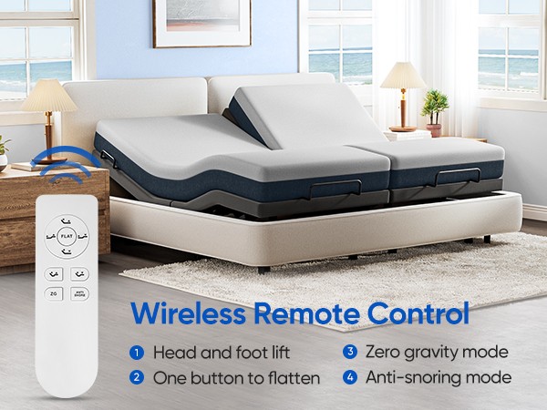 Adjustable Bed Frame Wireless Remote Electric Massage Full Queen King TXL Size