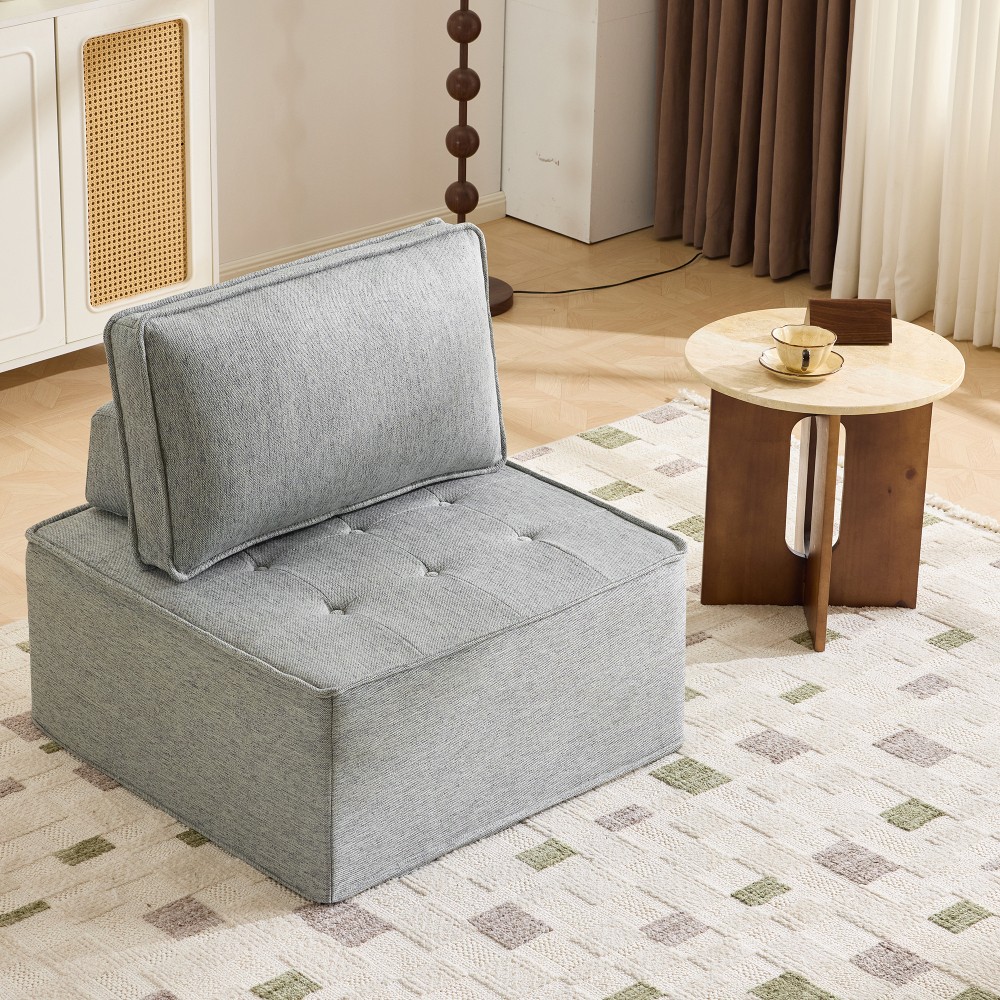 Dark gray linen wooden frame sofa can be freely spliced meeting various needs