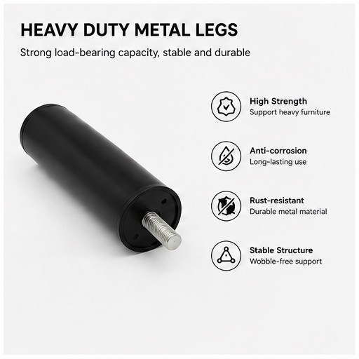 12inch Heavy Duty Metal Legs for Adjustable Bed Base Frame, 3-in-1 pcs, M10 X1.5