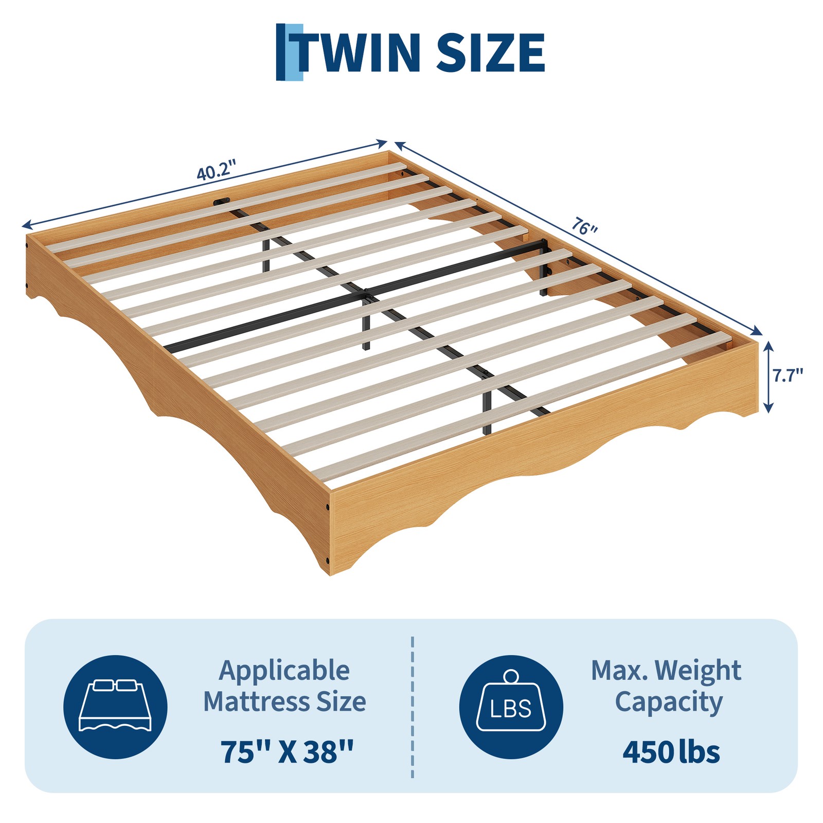 Twin/Twin-XL/Full/Queen/King/CK Size Wood Platform Bed Frame Wave Edge Bed Frame