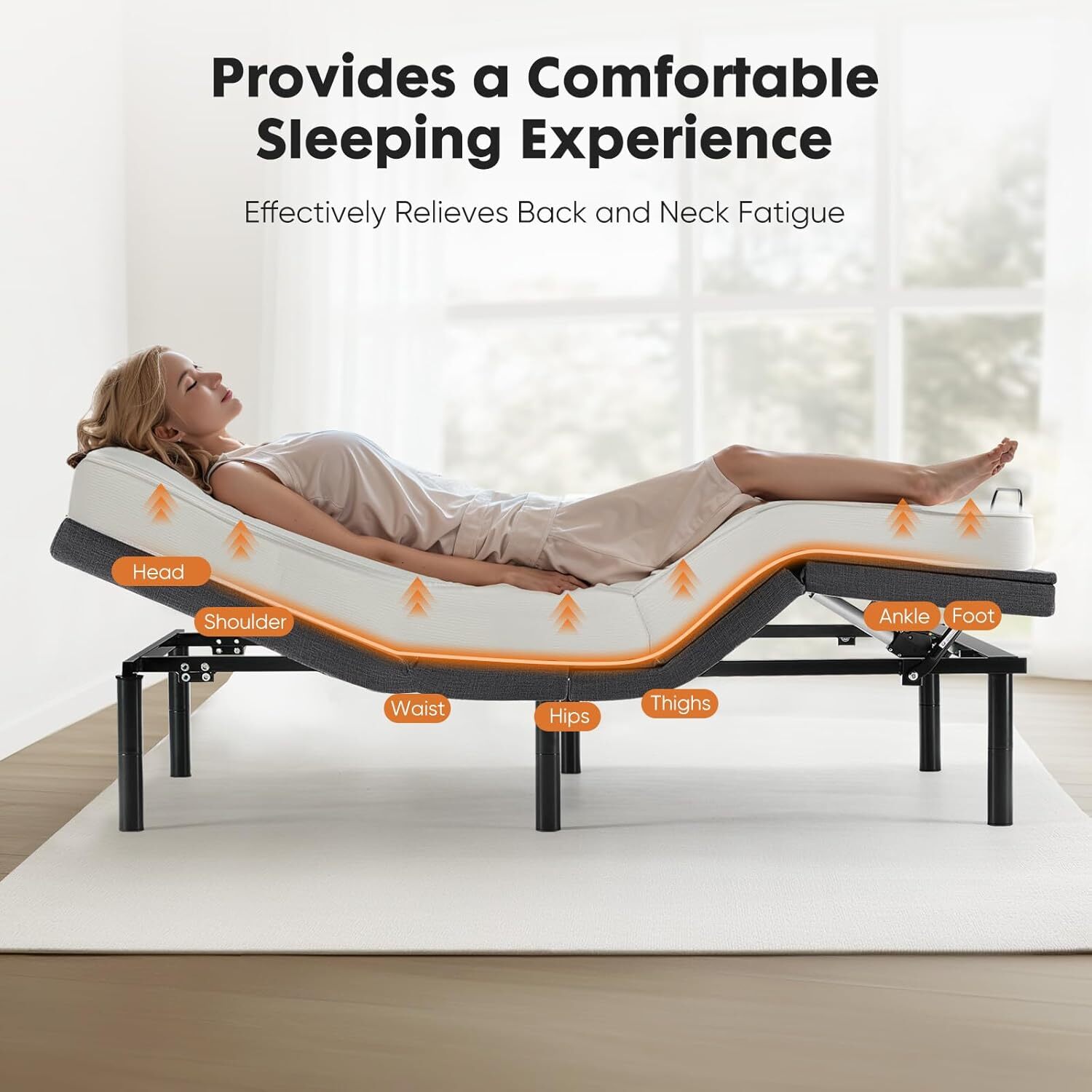Ergonomic Electric Full Queen Adjustable Bed Frame Bed Base with Wireless Remote