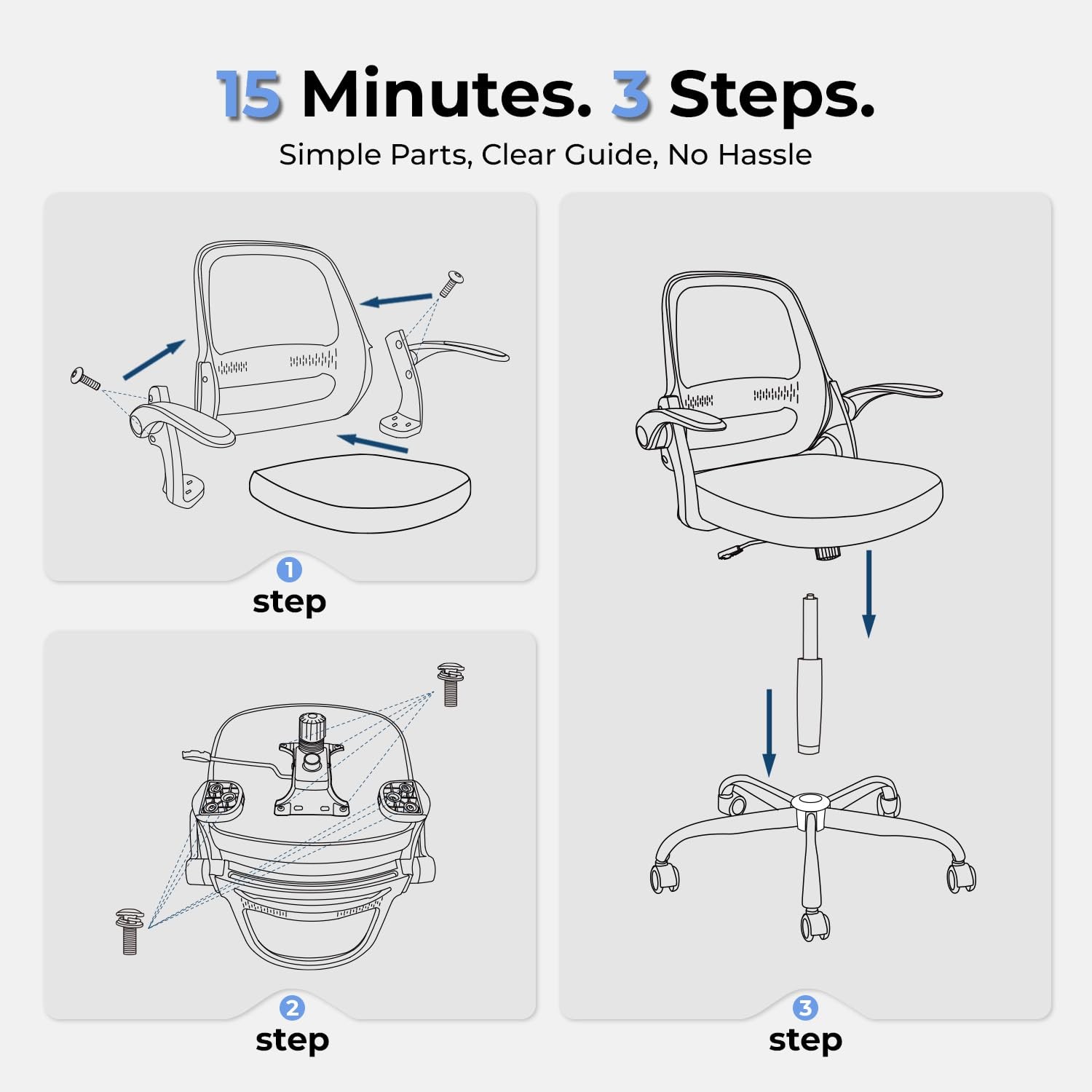 Amseatec Ergonomic Mesh Office Chair For Home Office Flip-Up Arms Breathable