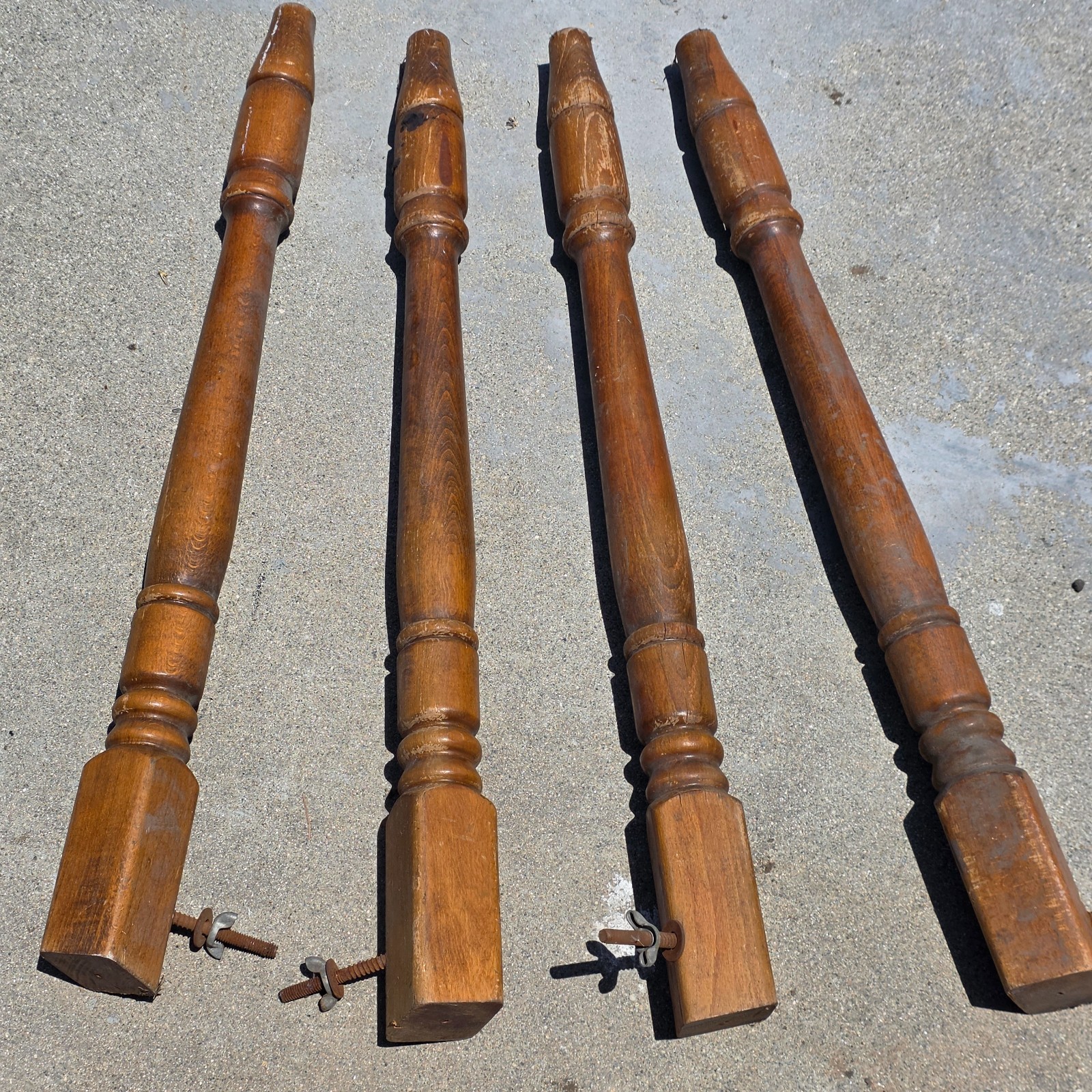 Vintage Solid Wood Turned Table Legs Set of 4 28.5″H (Long) 2.25″W (Appx)