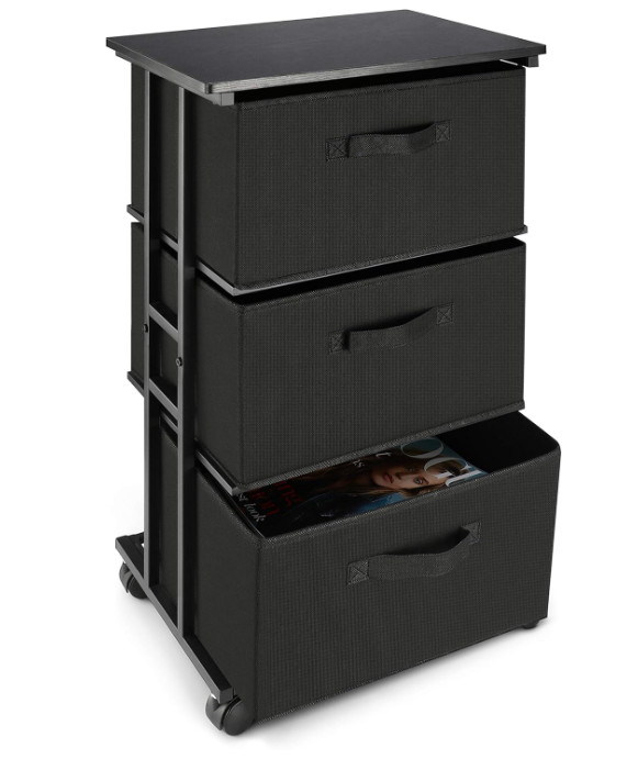 Mueble organizador vertical con 3 cajones de tela para dormitorio u oficina