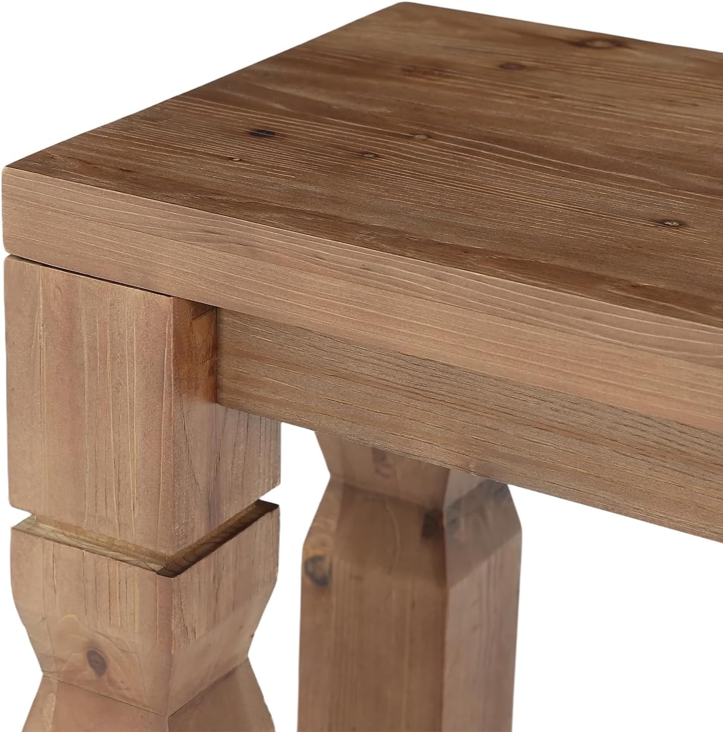 Indoor Solid Wood Bench 55-Inch Long Farmhouse Wooden Bench Seat for Entryway