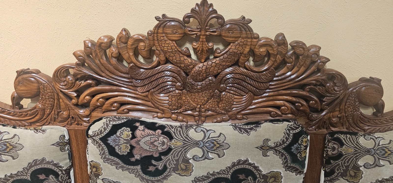 Hand-Carved Solid Teak Living Room Set – Sofa, Chairs & Tables – Sri Lanka
