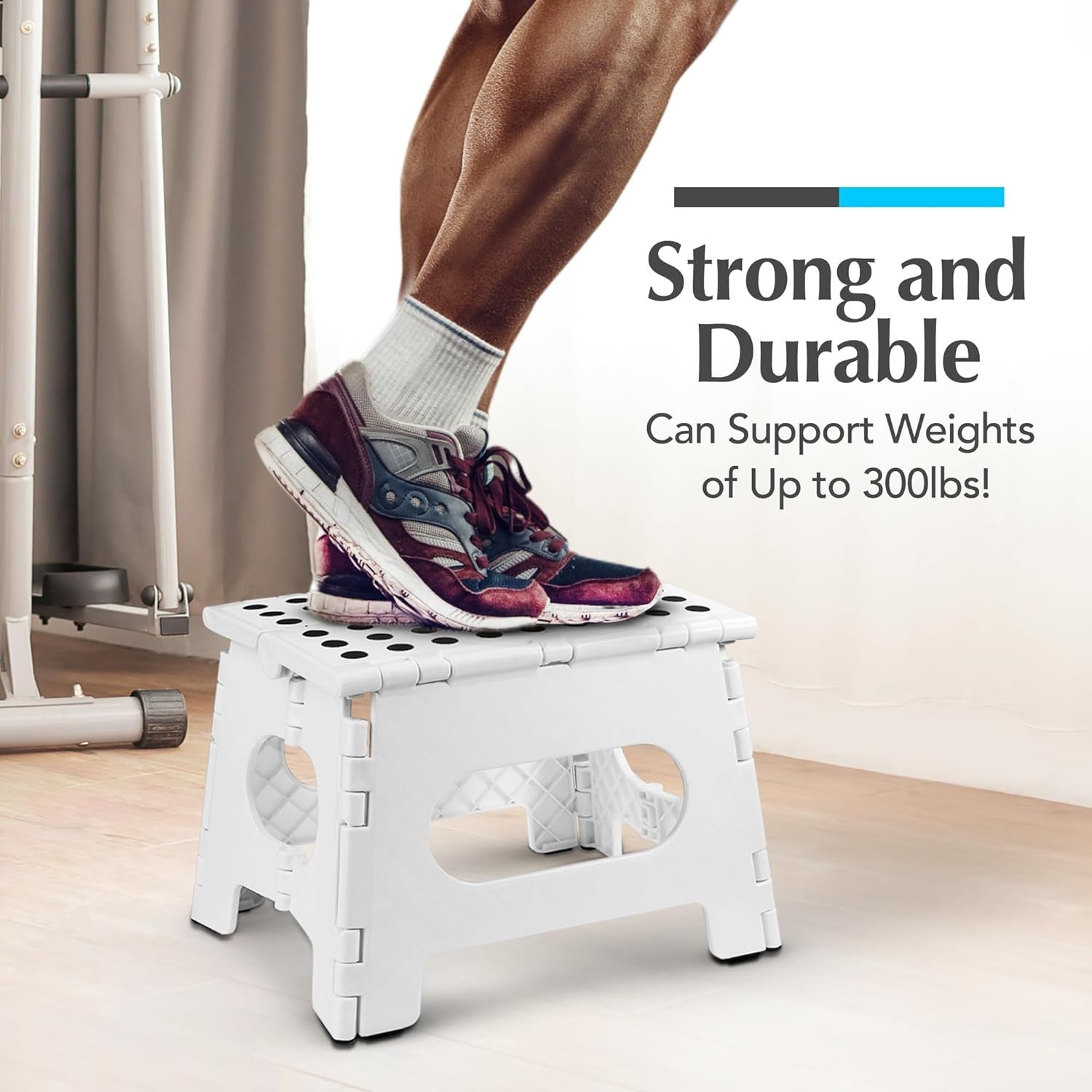 Versatile Folding Step Stool – 9″ High, 300 lb Support – Safe & Stylish White