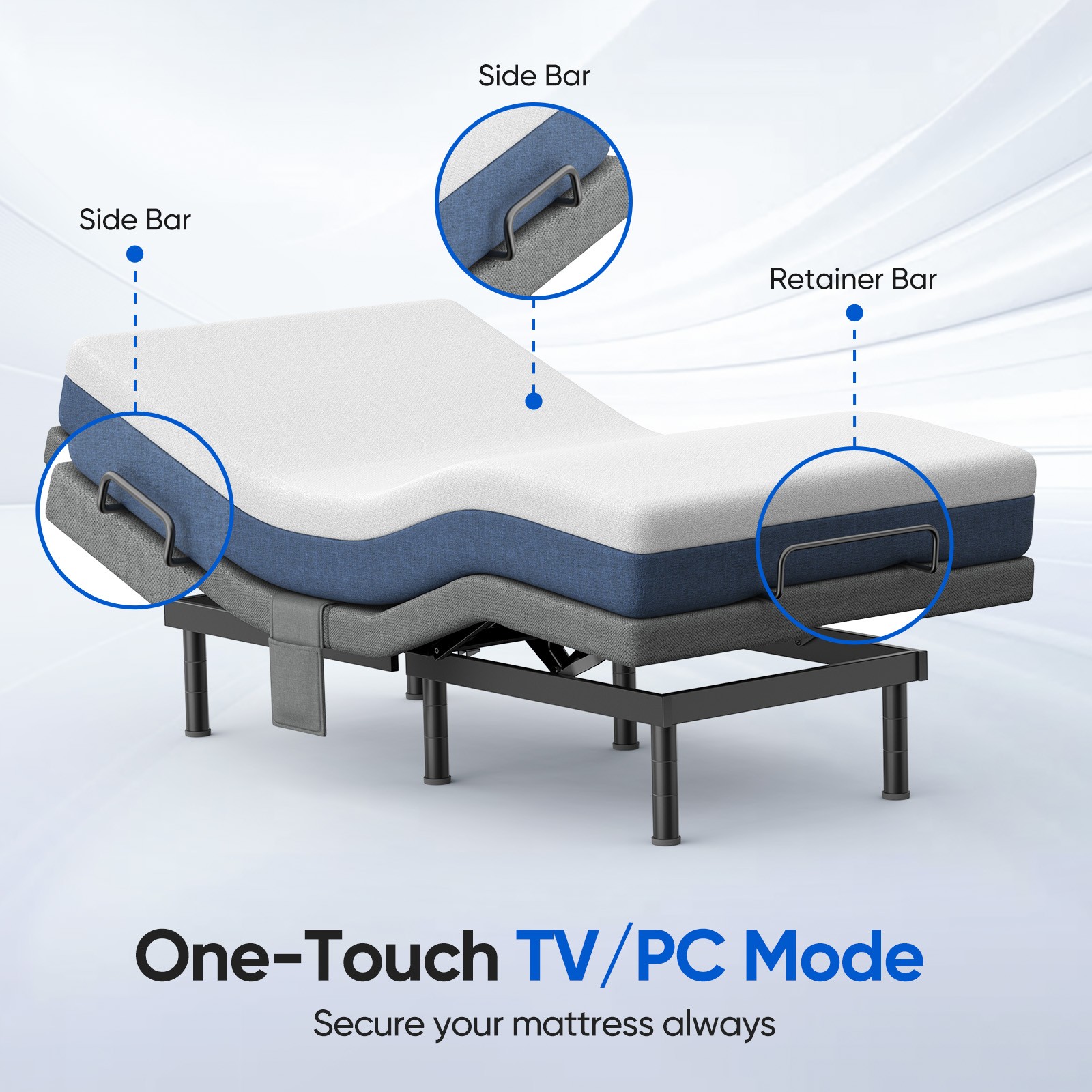 Upgraded Electirc Adjustable Bed Frame Base With Massage Remote USB TXL King