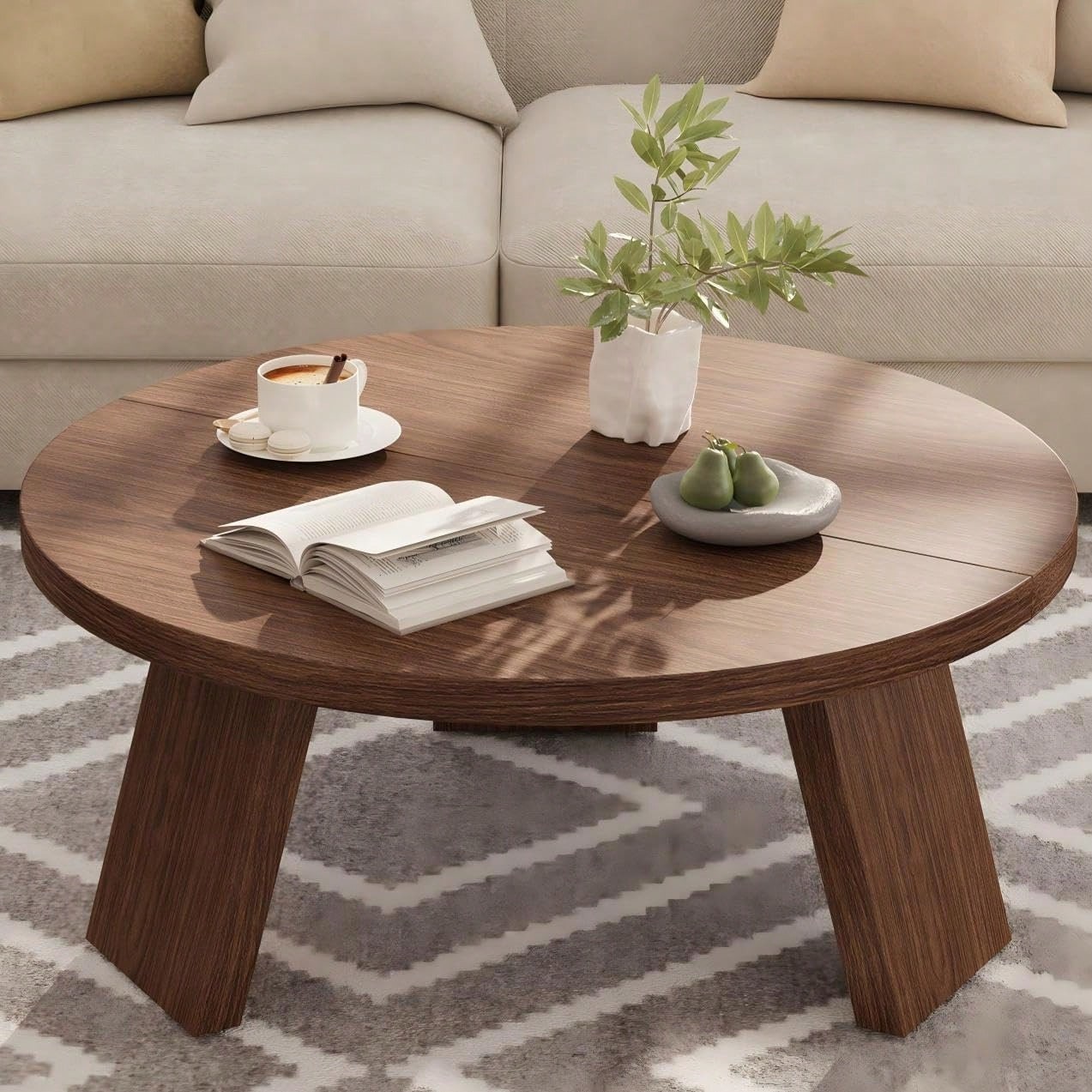 33.5 Inch Round Modern Coffee Table Circle Cocktail Center Table
