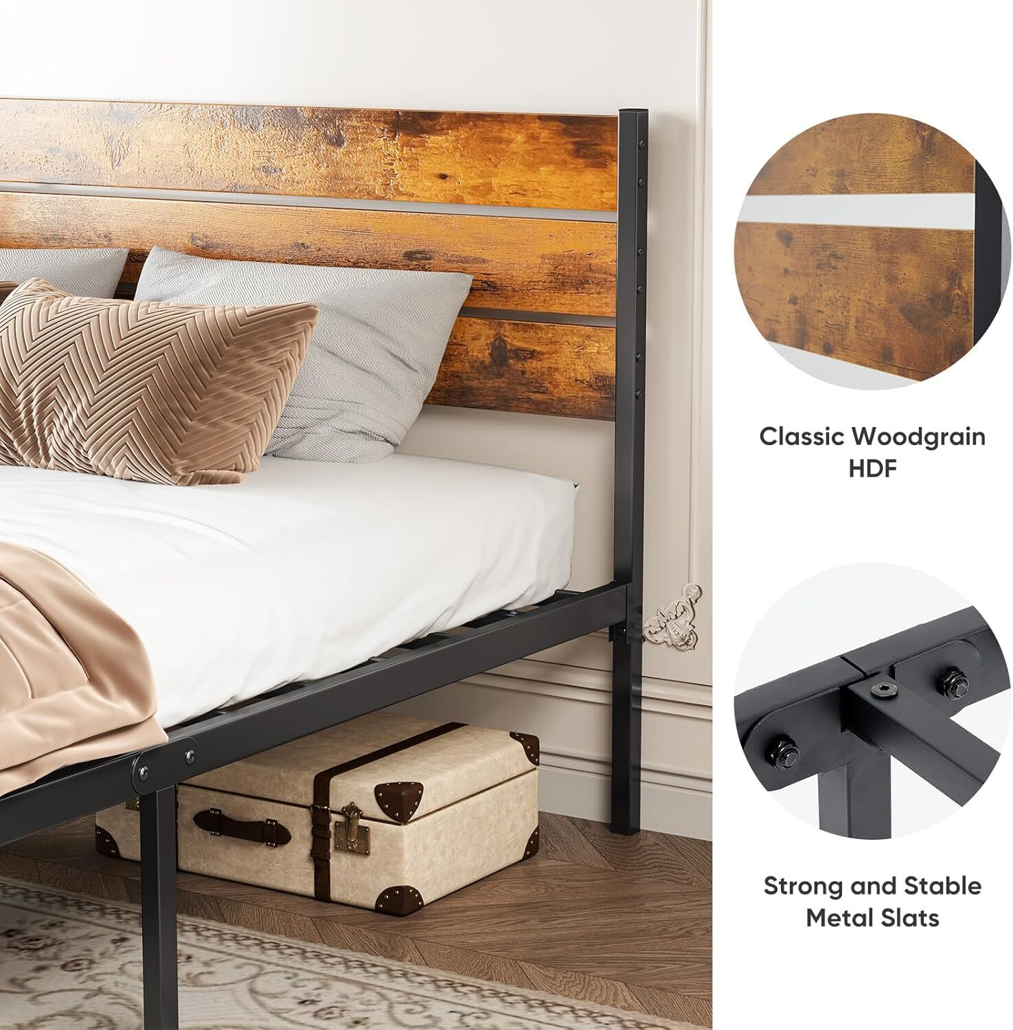 Twin Queen Full Size Sturdy Metal Platform Bed Frame w/ Headboard and Footboard