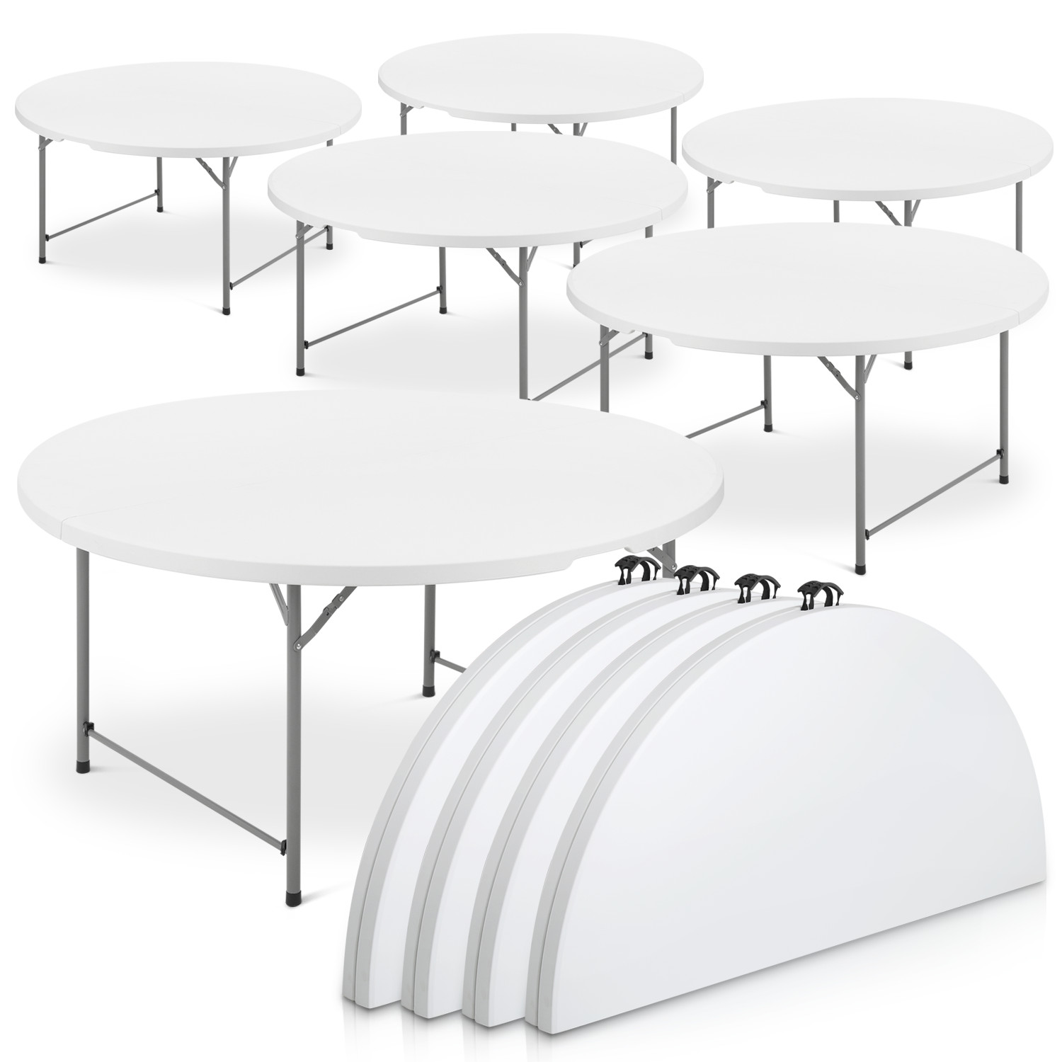 10 Pack White[5 FT FOLDING ROUND TABLE]Party Portable Camping Picnic Dining Desk
