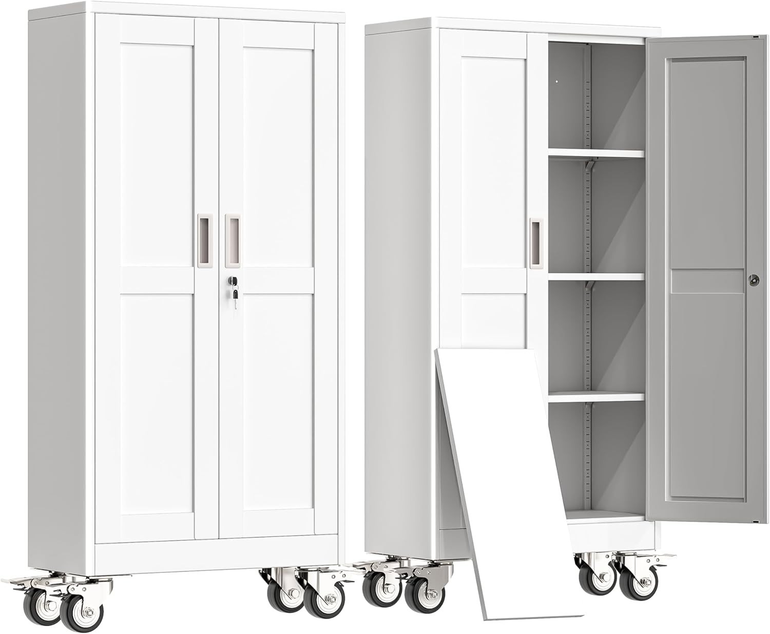 Multi-Functional 61″ H Steel Storage Cabinet with Wheels & Customizable Layout