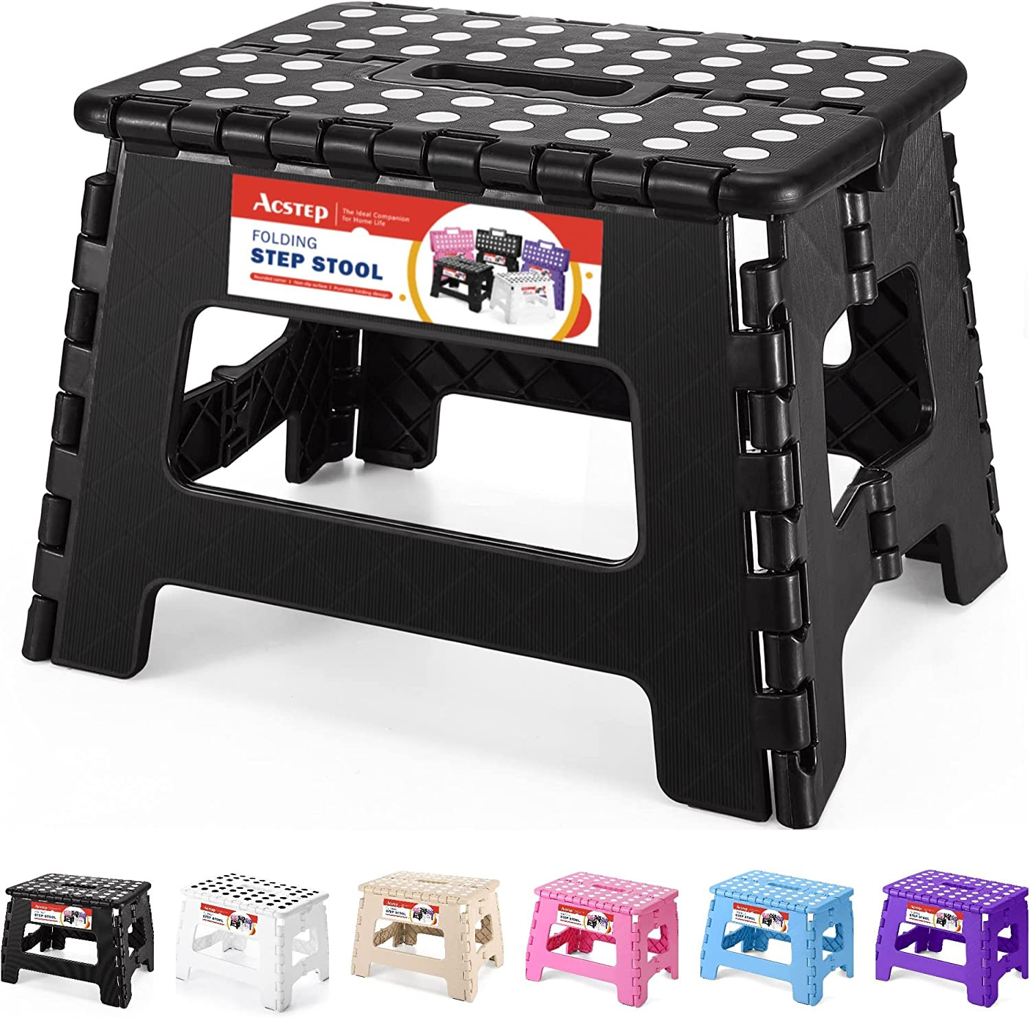 Folding Step Stool 9” Tall Kids Step Stool Holds up to 300 Lb Plastic Foldable