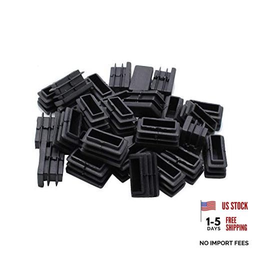 Yoohey 30PCS Black Rectangle End Caps Plastic Square Rectangle Furniture Foot