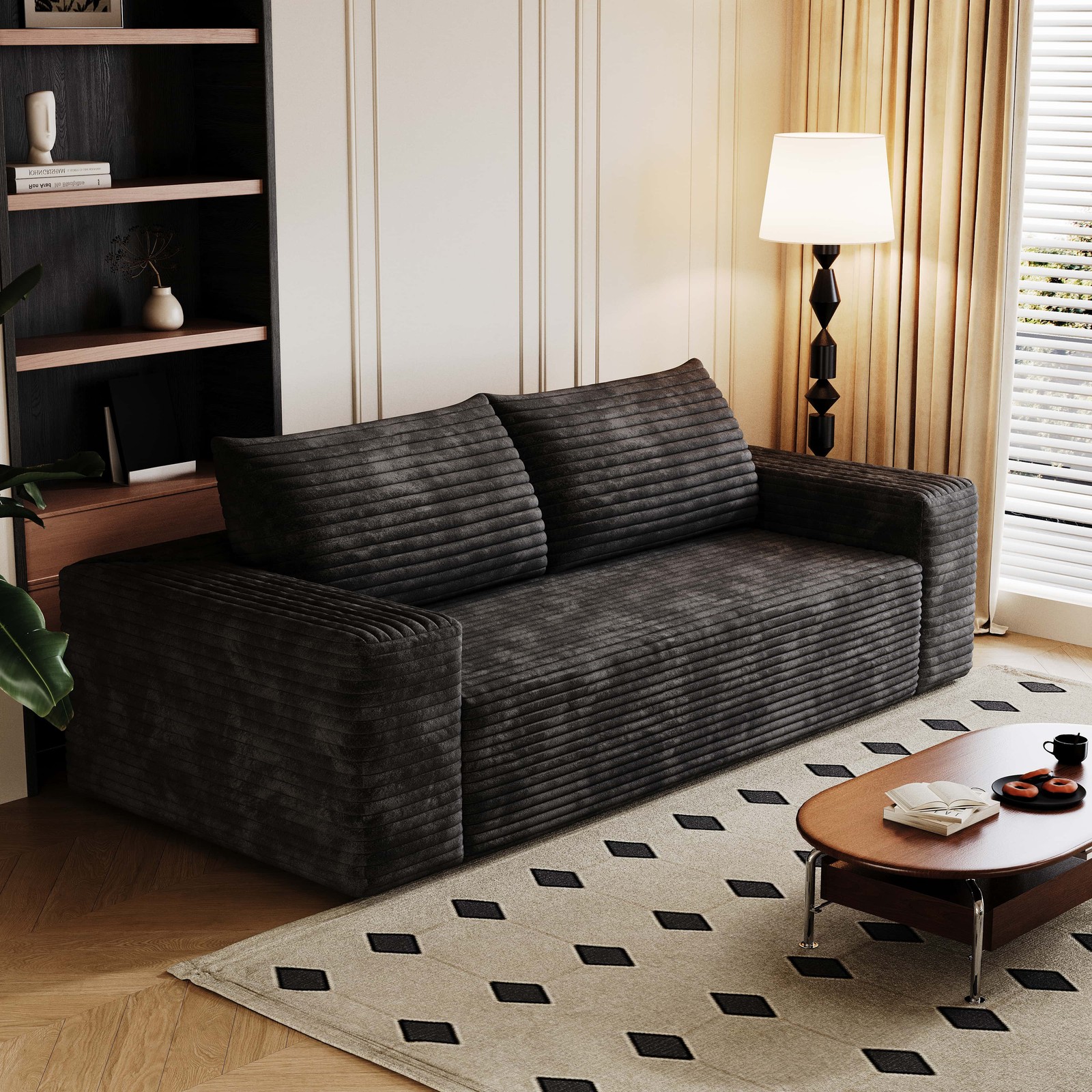 63″ Cloud Loveseat Sofa Comfy Deep Seat Couches Boneless Corduroy Modular Couch