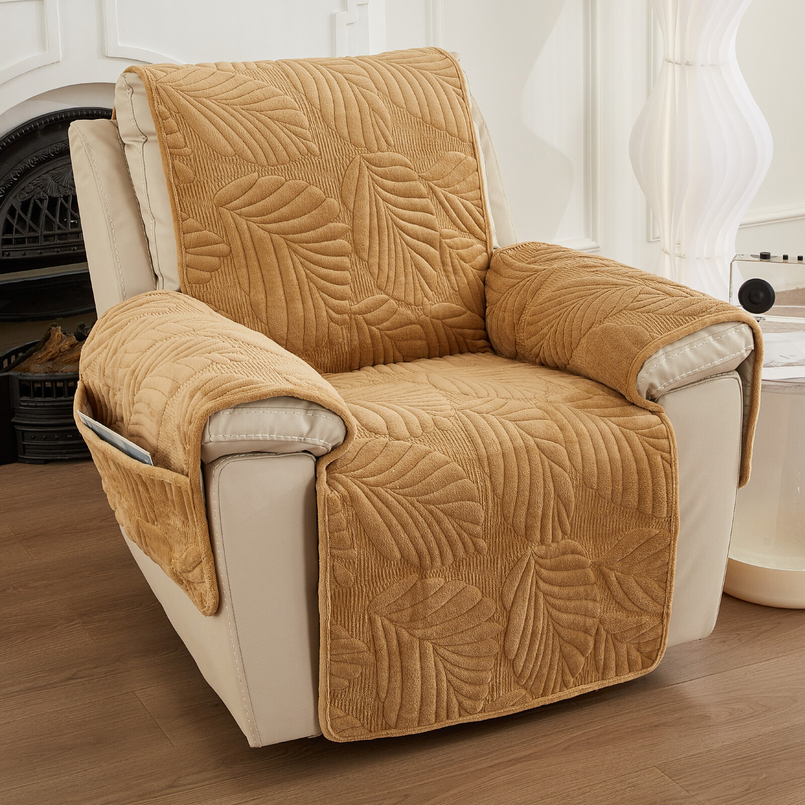 Quilted Recliner Chair Cover Non Slip Armchair Slipcover Protector for Kids Pets