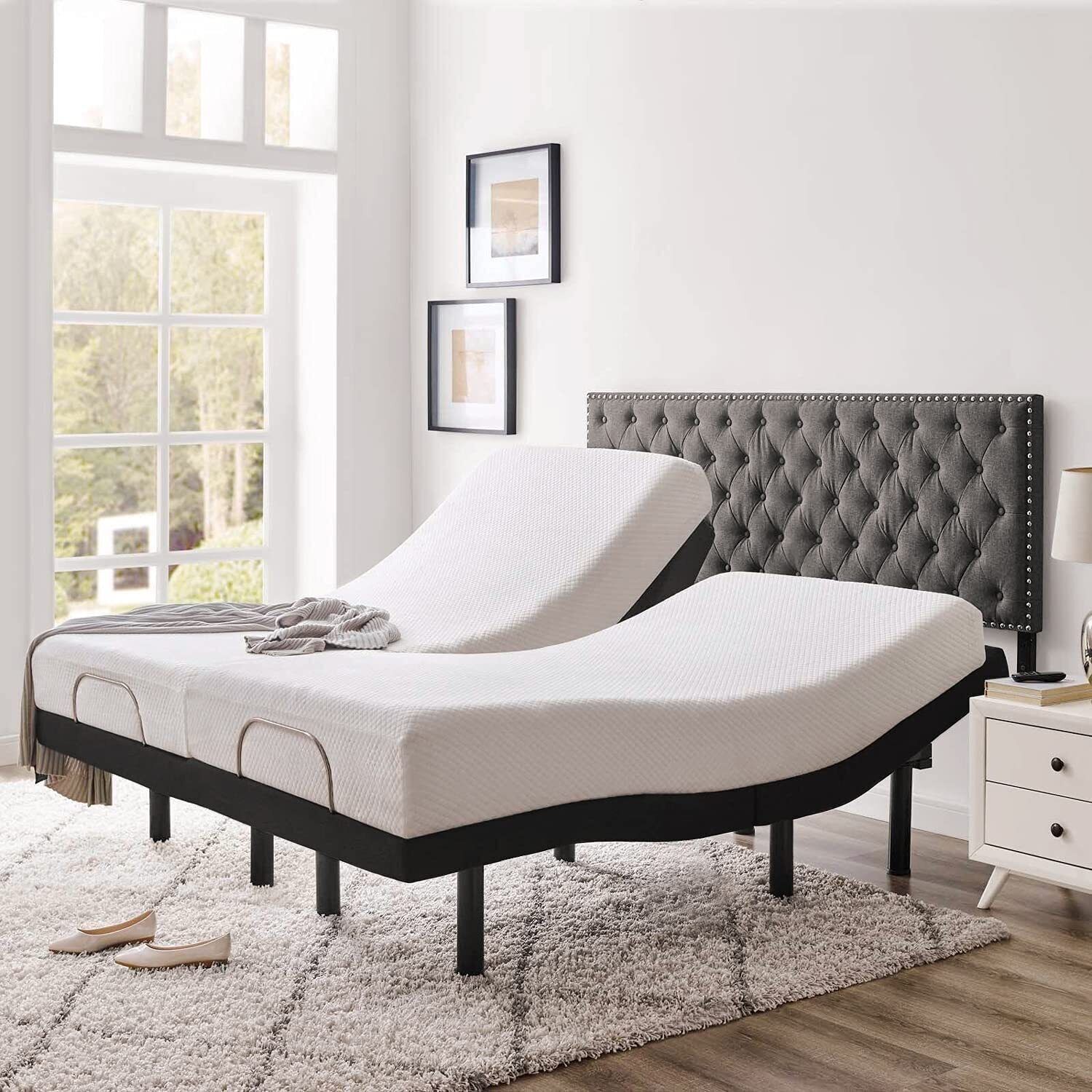Used Split King Adjustable Electric Bed Frame Base Backlit Remote 1000lb