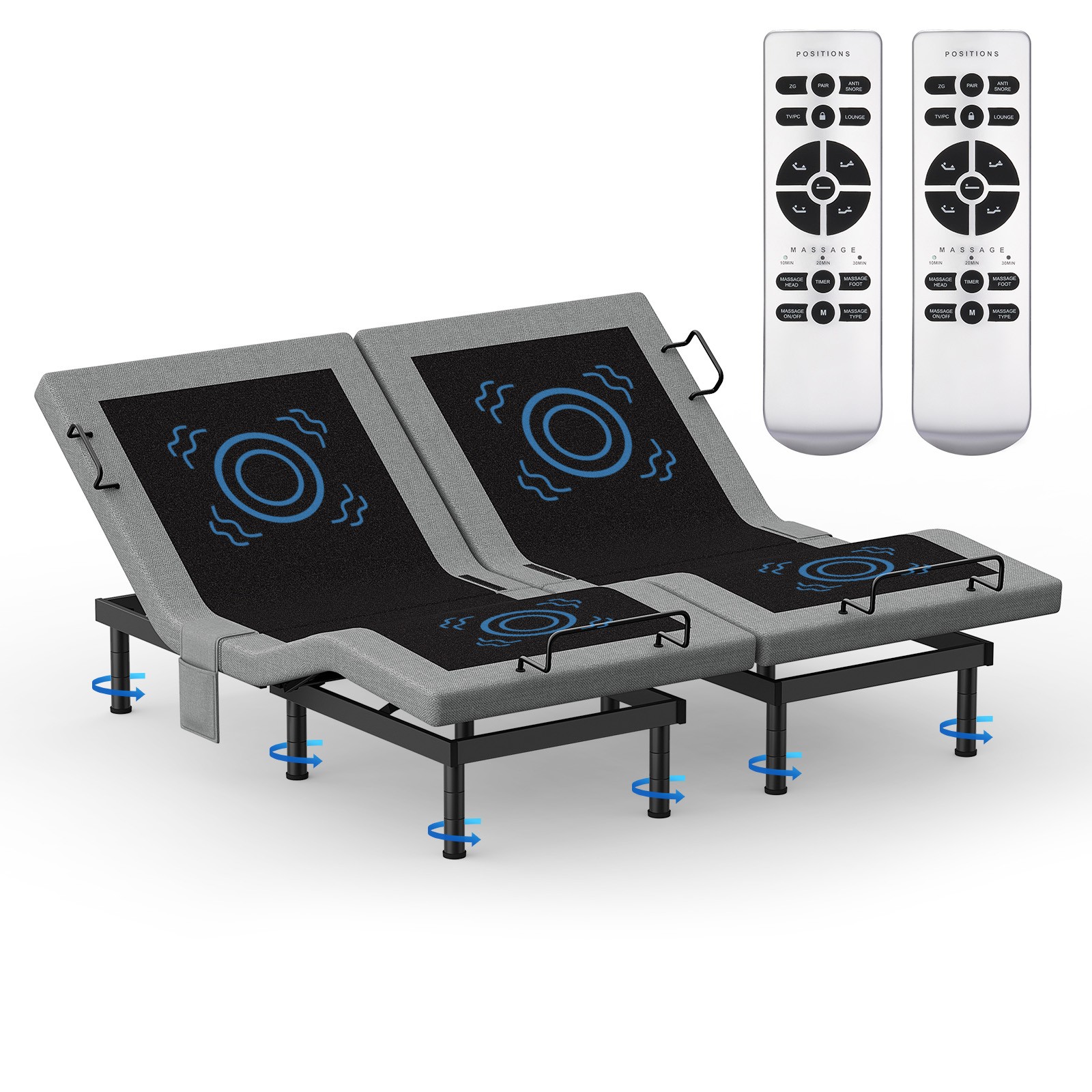 Electric Adjustable Bed Frame Base With Massage Remote TXL Queen Split King