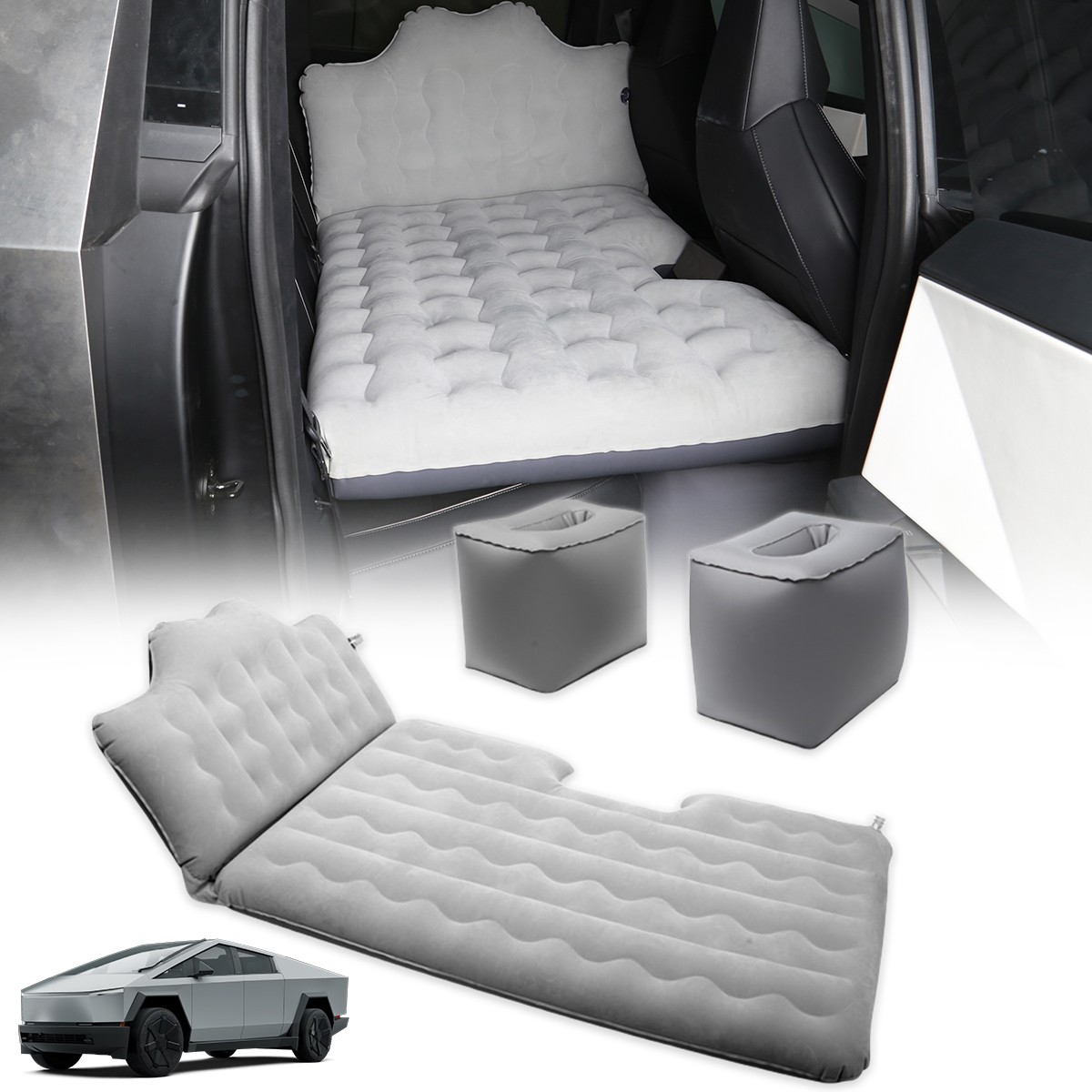 For 2024+ Tesla Cybertruck Inflatable Bed Travel Air Mattress W/ Pump &Carry Bag