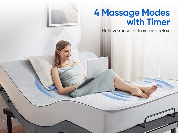 Electric Adjustable Bed Frame Base With Massage Remote TXL Queen Split King