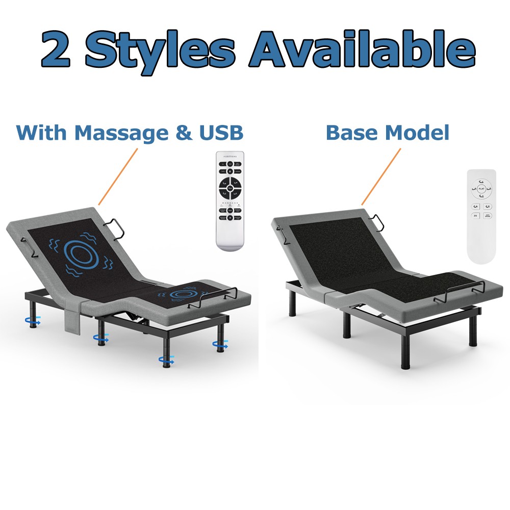 Upgraded Electirc Adjustable Bed Frame Base With Massage Remote USB TXL King