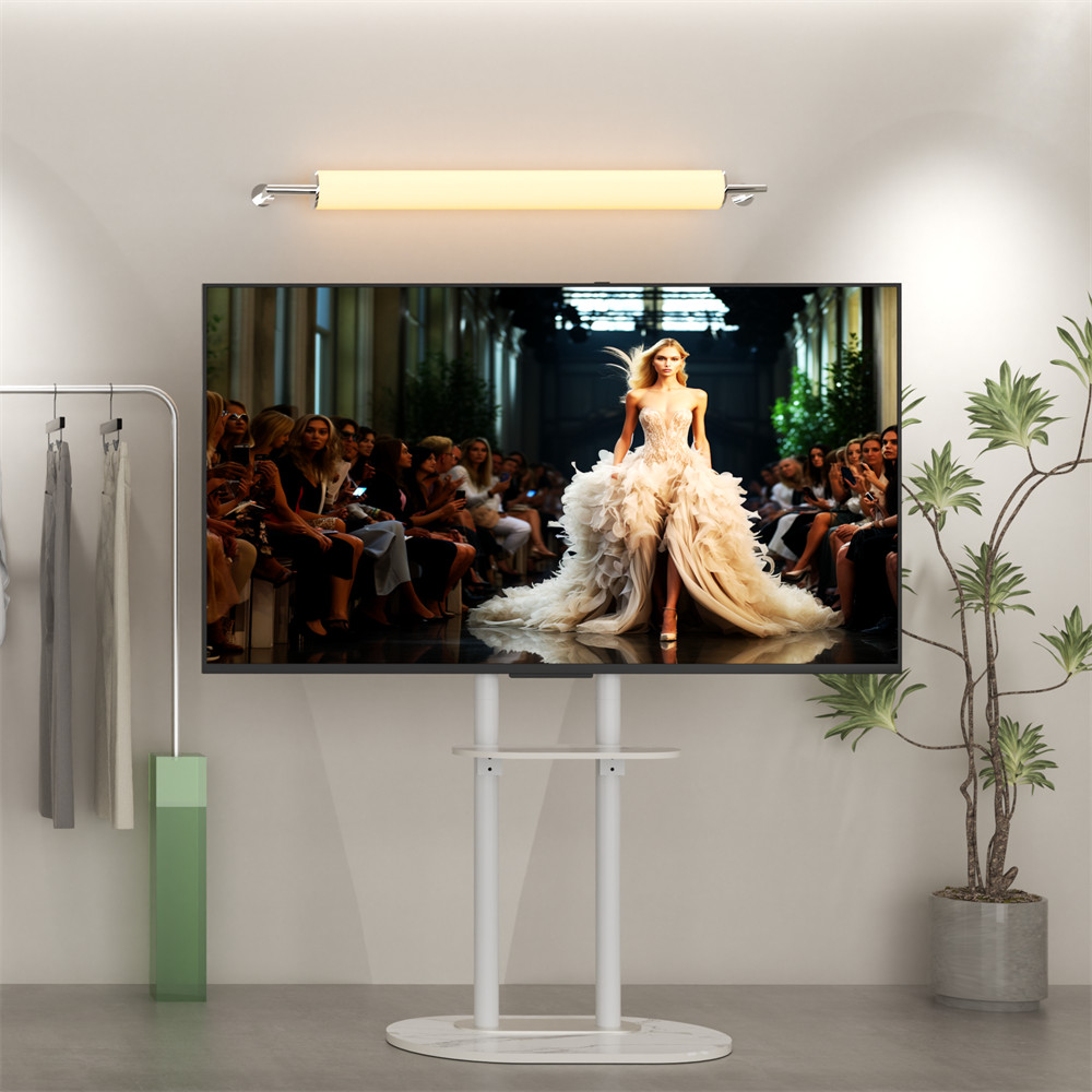Floor TV Stand Marble Base with Mount for 40-75Inch Large LCD/LED TVs Adjustable