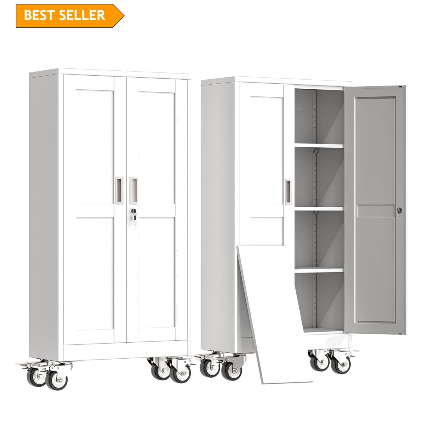 Multi-Functional 61″ H Steel Storage Cabinet with Wheels & Customizable Layout