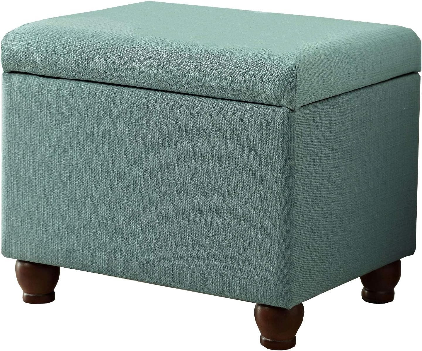 Medium Rectangular Storage Ottoman – Aqua Linen