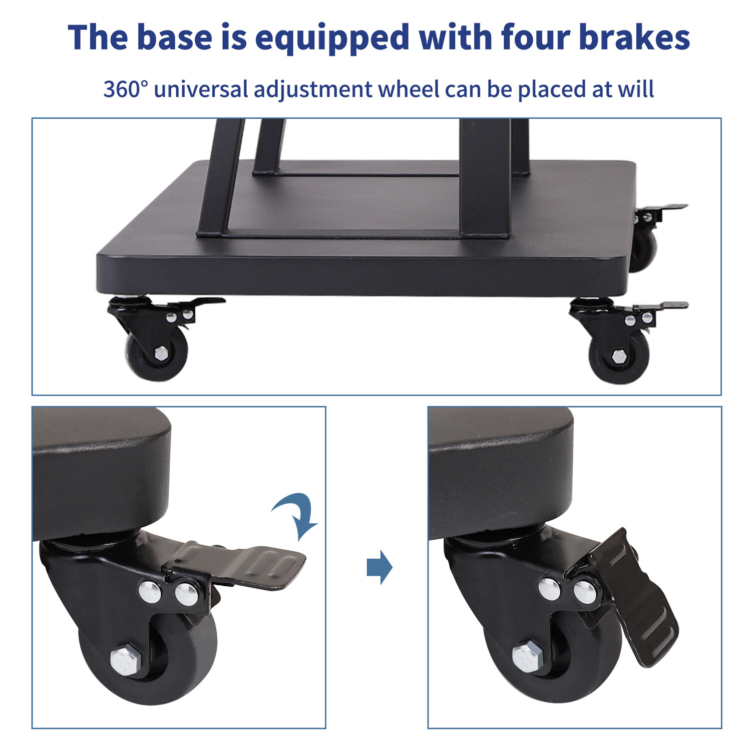 Adjustable Mobile TV Stand Mount Universal Flat Screen Rolling TV Cart 32-80″