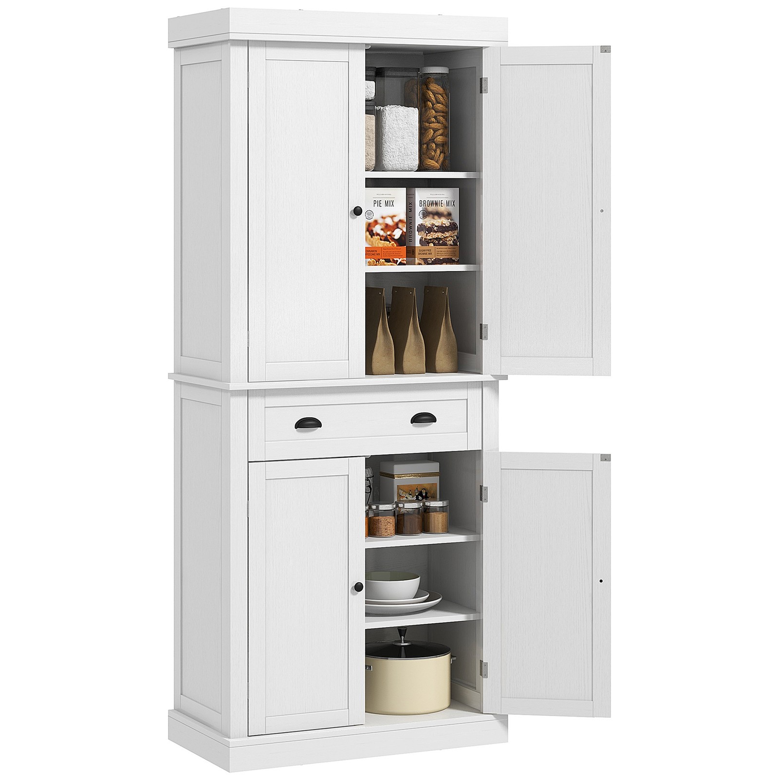 72″ H Colonial Kitchen Pantry Freestanding Storage Cabinet White