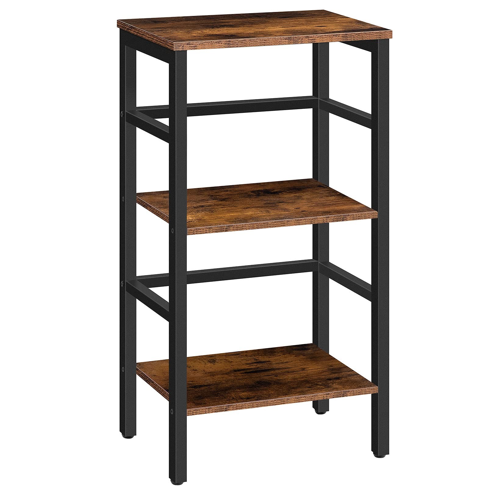 3 Tier Narrow Bookshelf, Skinny Book Shelf, Record Storage Rack with Side Fen…