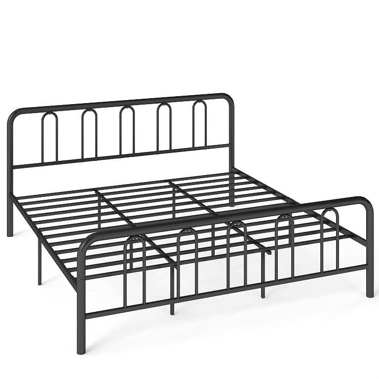 Stylish King Size Metal Bed Frame Platform Bed Base w/ Headboard & Footboard